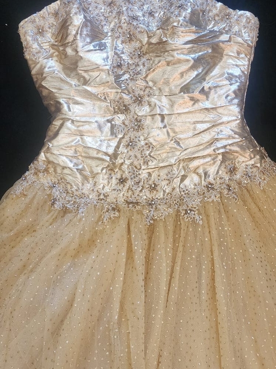 custumade Dresses & Skirts - Strapless Gold Lace Appliqué Wedding Dress
